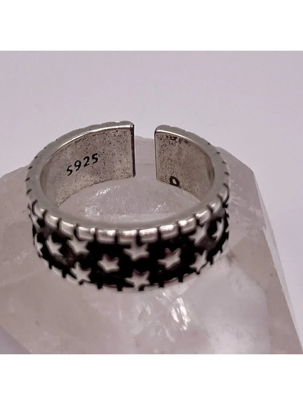 925 Sterling Stamped Adjustable Star Boho Ring #1308